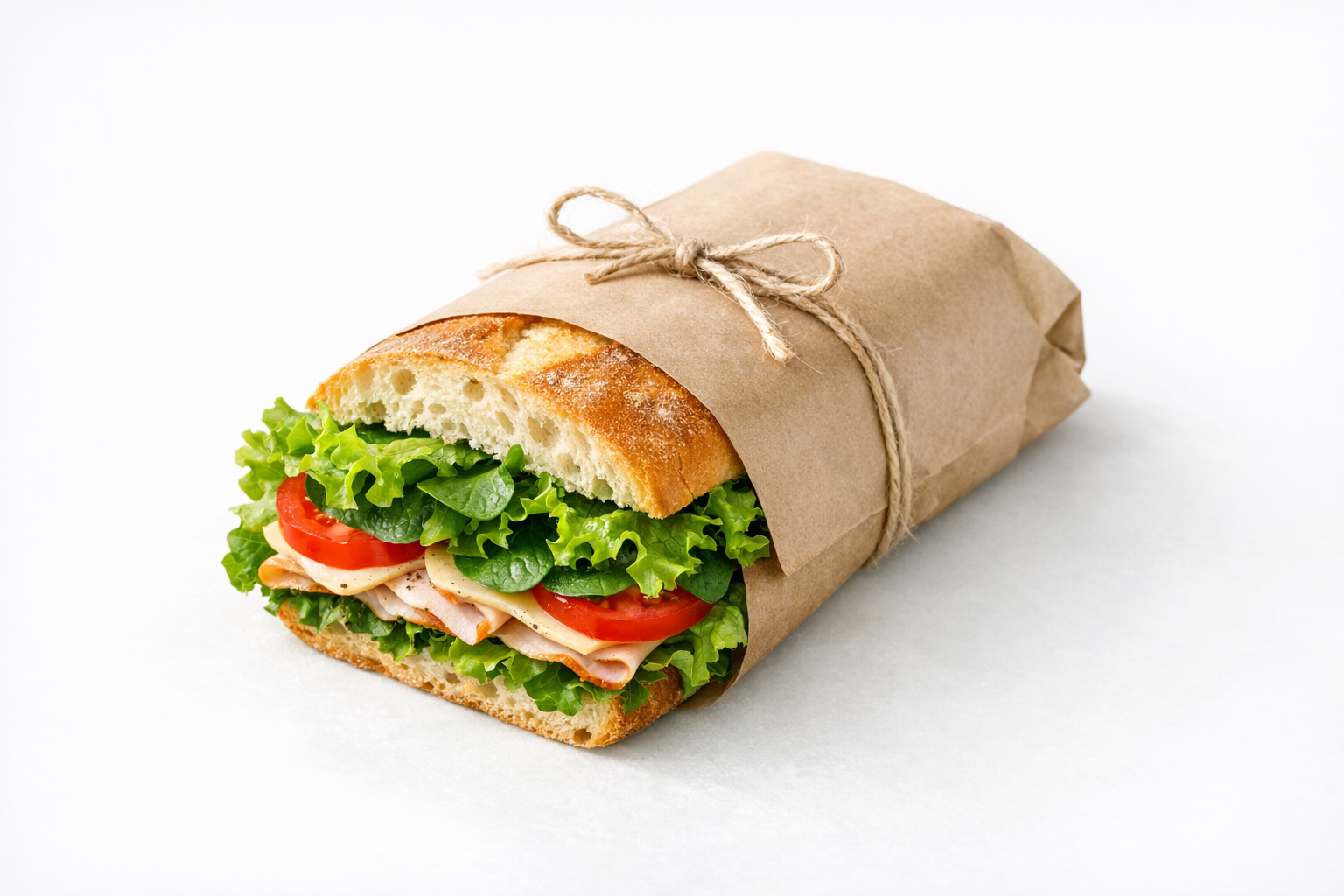 Fresh sandwich wrapped for delivery